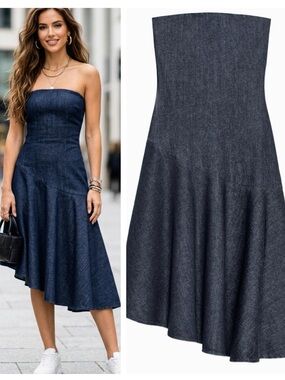 ZARA asymmetric denim dress